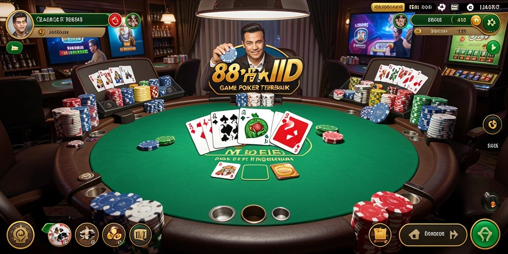 Tampilan gameplay Poker yang menarik dan interaktif.