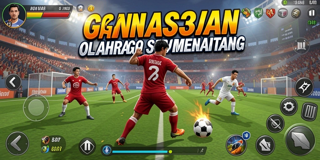 Screenshot gameplay <strong>GANAS33</strong> menunjukkan aksi seru pertandingan olahraga.