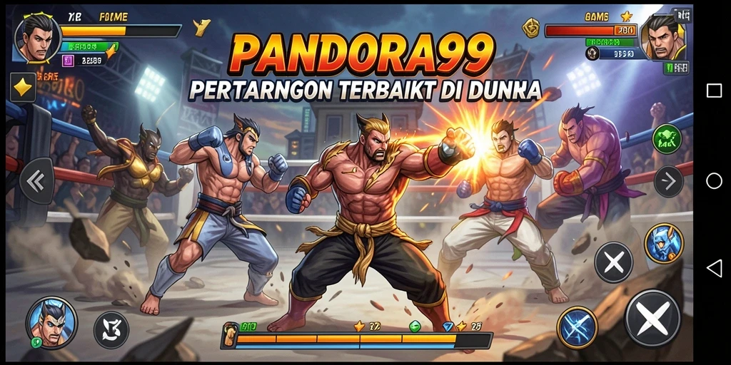 Tampilan gameplay PANDORA99 dengan pertarungan yang menarik.