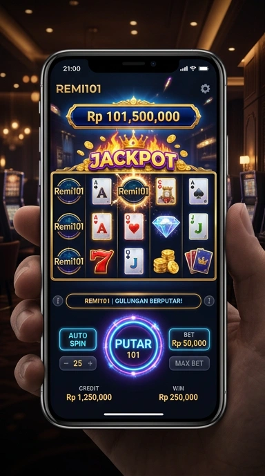 Screenshot aplikasi remi101 yang menampilkan berbagai kategori aplikasi.